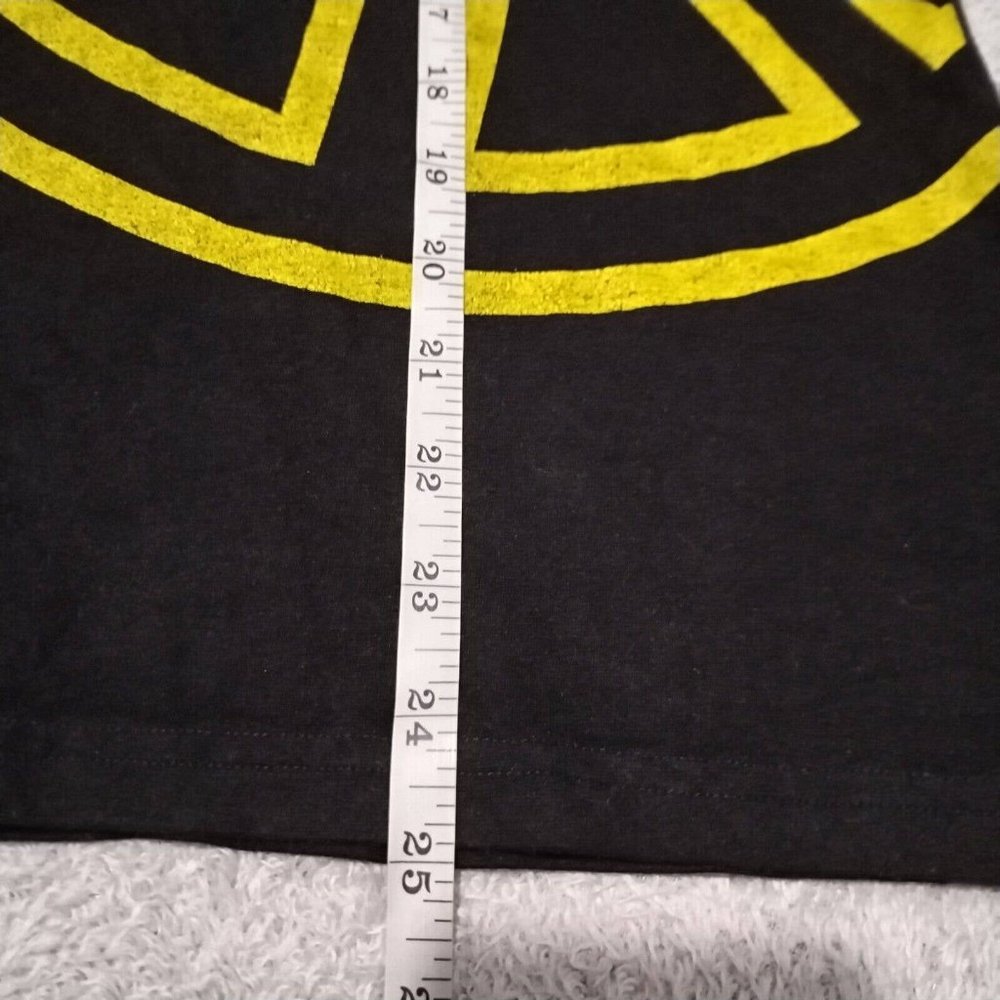 Vintage Moschino Jeans T Shirt Womens L Black Peace Embroidered Logo Graphic Top - Picture 11 of 14